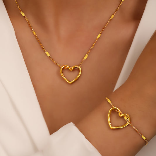 Ensemble de Bijoux en Acier Inoxydable observateur avec Cœur Torsadé