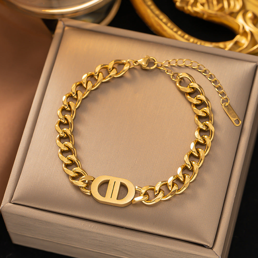 Waterproof Gold Plated Stainless Steel Bracelet for Women