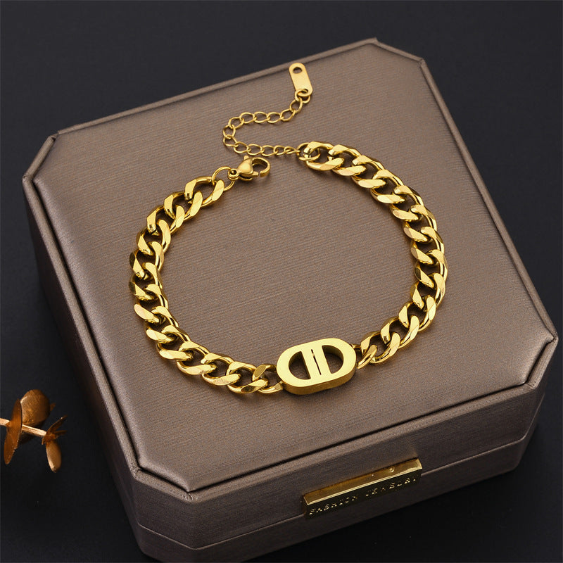 Waterproof Gold Plated Stainless Steel Bracelet for Women